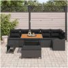 9 Delat Trädgårdsoffaset med Kuddar Svart Poly Rattan Acacia vidaXL Medium – miniatyr 3