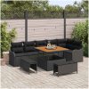 9 Delat Trädgårdsoffaset med Kuddar Svart Poly Rattan Acacia vidaXL Medium – miniatyr 1