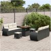 9-delat Trädgårdsoffaset med kuddar Svart Poly Rattan Akacia vidaXL Medium – miniatyr 3