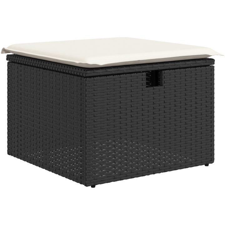 9-delat trädgårdsoffaset med kuddar - Svart Poly Rattan vidaXL Stor – bild 7