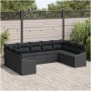 9-delat trädgårdsoffaset med kuddar svart poly-rotting vidaXL 289 x 178.5 x 85 cm – miniatyr 1