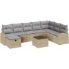 9-delat trädgårdsoffasett med kuddar beige poly-rotting vidaXL 289 x 179 x 85 cm – miniatyr 2