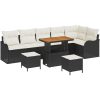 9-delat trädgårdsoffasett med kuddar svart poly rattan akacia vidaXL Medium – miniatyr 2