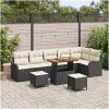 9-delat trädgårdsoffasett med kuddar svart poly rattan akacia vidaXL Medium – miniatyr 1