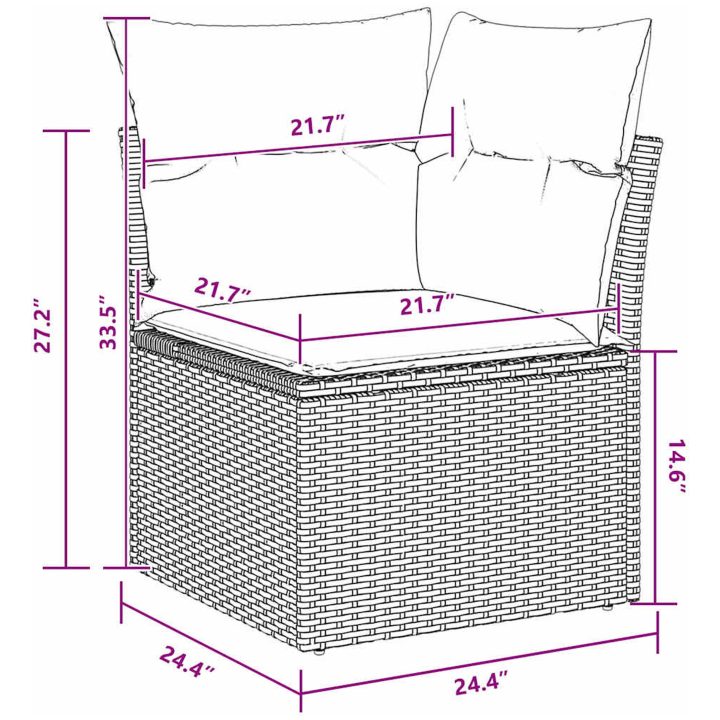 9-delat trädgårdsoffset med dynor svart Poly Rattan Akacia vidaXL Stor – bild 9