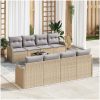 9-delat trädgårdsoffset med kuddar Beige Poly Rattan vidaXL Large – miniatyr 1