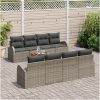 9-delat trädgårdsoffset med kuddar grå poly rattan akacia vidaXL 55 x 55 x 37 cm – miniatyr 3