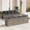 9-delat trädgårdsoffset med kuddar grå poly rattan akacia vidaXL 55 x 55 x 37 cm – miniatyr 1