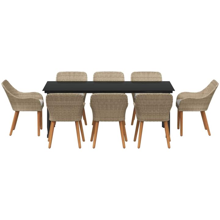 9-delat trädgårdsserveringsset beige poly råttning vidaXL 200 x 100 cm – bild 8