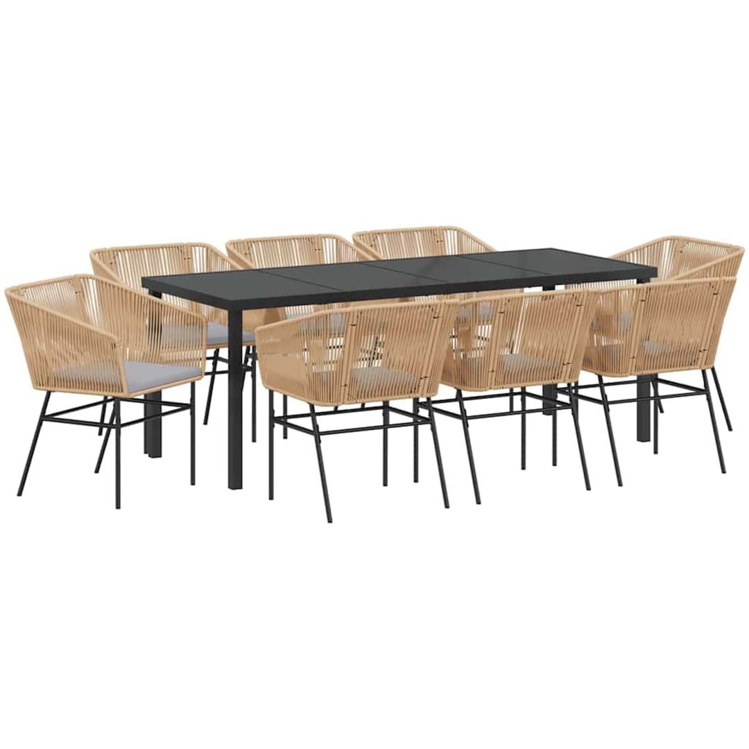 9-delat trädgårdsserveringsset med kuddar, brun poly rattan. vidaXL 8 - Sits – bild 2