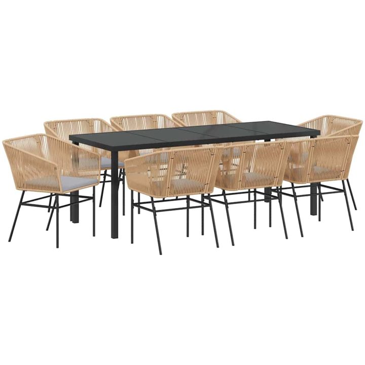 9-delat trädgårdsserveringsset med kuddar, brun poly rattan. vidaXL 8 - Sits – bild 2