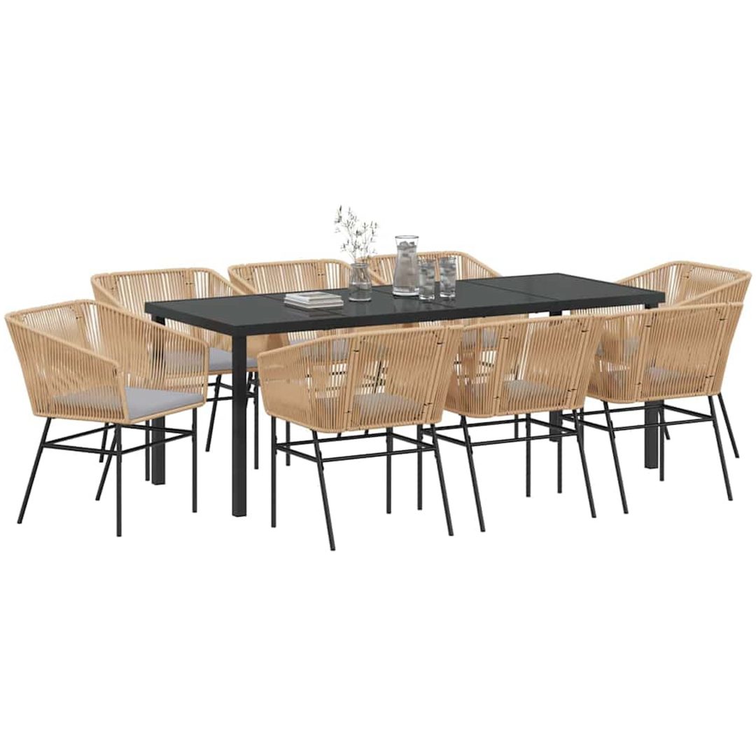 9-delat trädgårdsserveringsset med kuddar, brun poly rattan. vidaXL 8 - Sits – bild 3