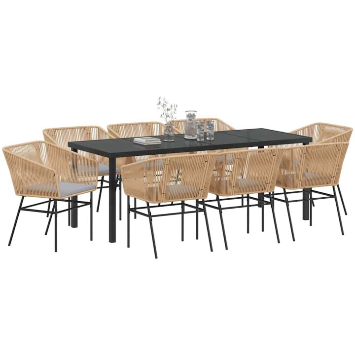 9-delat trädgårdsserveringsset med kuddar, brun poly rattan. vidaXL 8 - Sits – bild 3