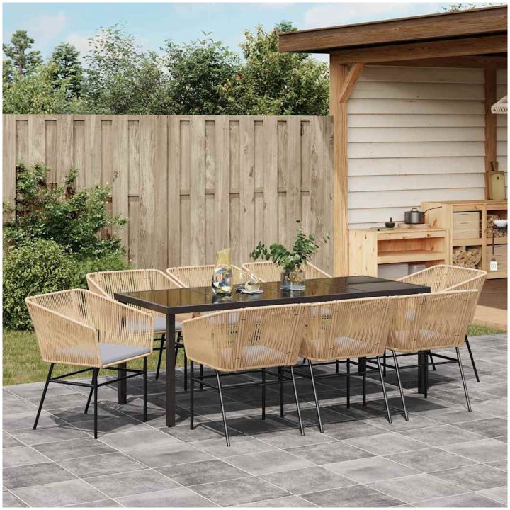 9-delat trädgårdsserveringsset med kuddar, brun poly rattan. vidaXL 8 - Sits – bild 4