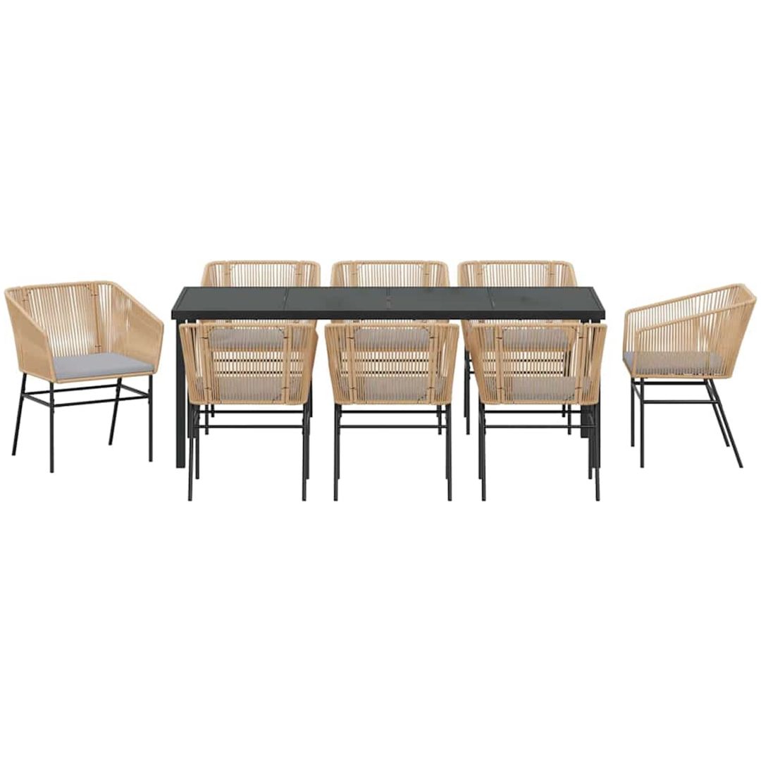 9-delat trädgårdsserveringsset med kuddar, brun poly rattan. vidaXL 8 - Sits – bild 7