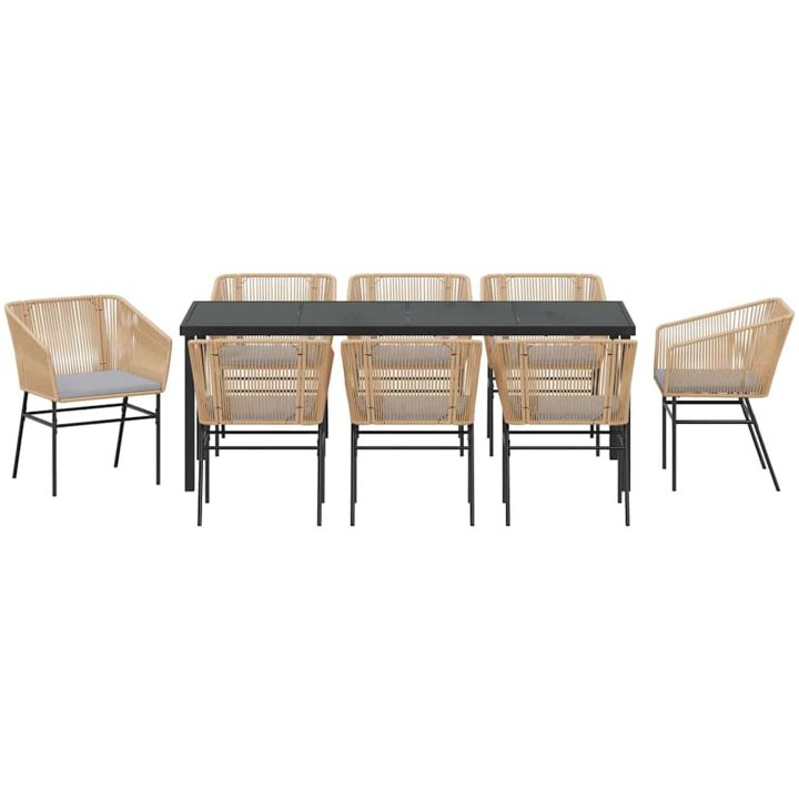 9-delat trädgårdsserveringsset med kuddar, brun poly rattan. vidaXL 8 - Sits – bild 7