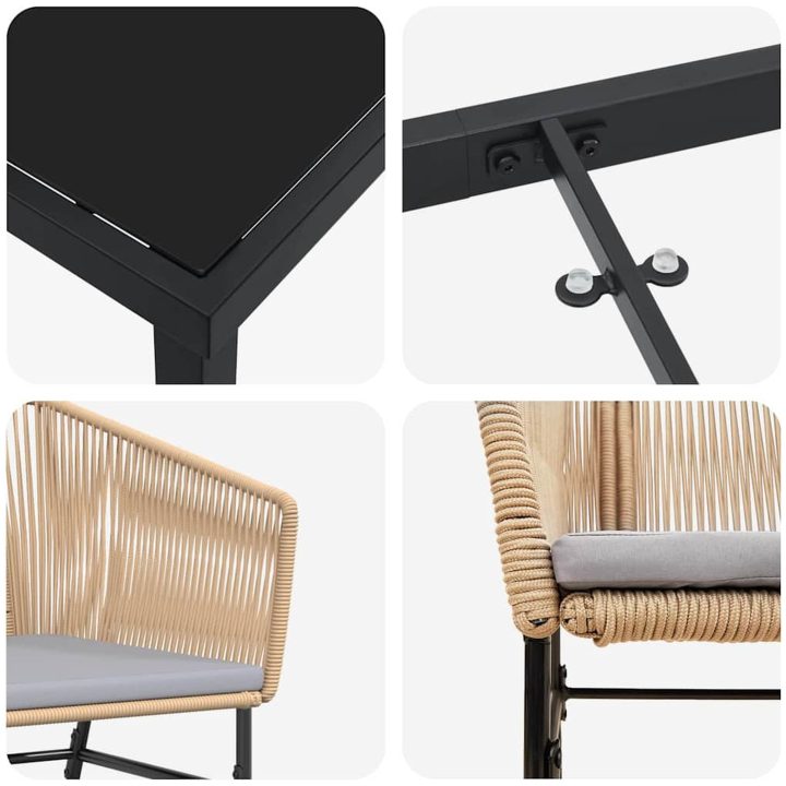 9-delat trädgårdsserveringsset med kuddar, brun poly rattan. vidaXL 8 - Sits – bild 8