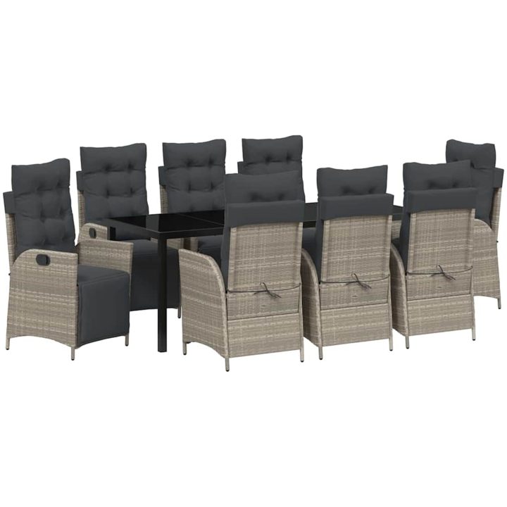 9-delat trädgårdsset i ljusgrå poly rattan. vidaXL 200 x 80 x 73 cm – bild 2