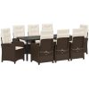 9-delat trädgårdsset med kuddar Brunt Poly Rattan vidaXL 200 x 80 x 73 cm – miniatyr 2