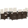 9-delat trädgårdsset med kuddar Brunt Poly Rattan vidaXL 200 x 80 x 73 cm – miniatyr 3