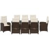 9-delat trädgårdsset med kuddar Brunt Poly Rattan vidaXL 200 x 80 x 73 cm – miniatyr 6