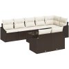 9-delat trädgårdsset med kuddar i brun poly-rattan vidaXL 55 x 55 x 37 cm – miniatyr 2