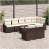 9-delat trädgårdsset med kuddar i brun poly-rattan vidaXL 55 x 55 x 37 cm – miniatyr 3