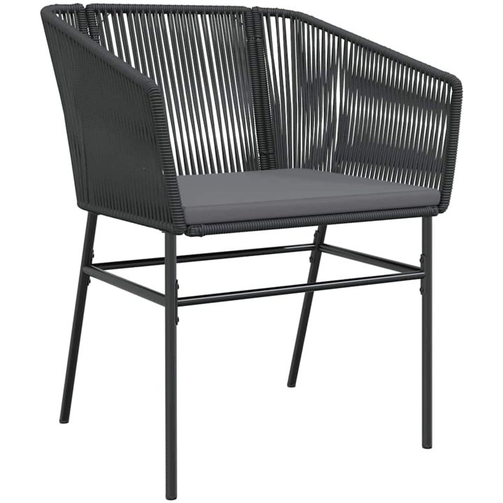 9-delat Trädgårdsset med kuddar i svart poly-rattan vidaXL Standard – bild 6