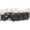 9-delat trädgårdsset med kuddar svart poly rattan vidaXL 200 x 80 x 73 cm – miniatyr 2
