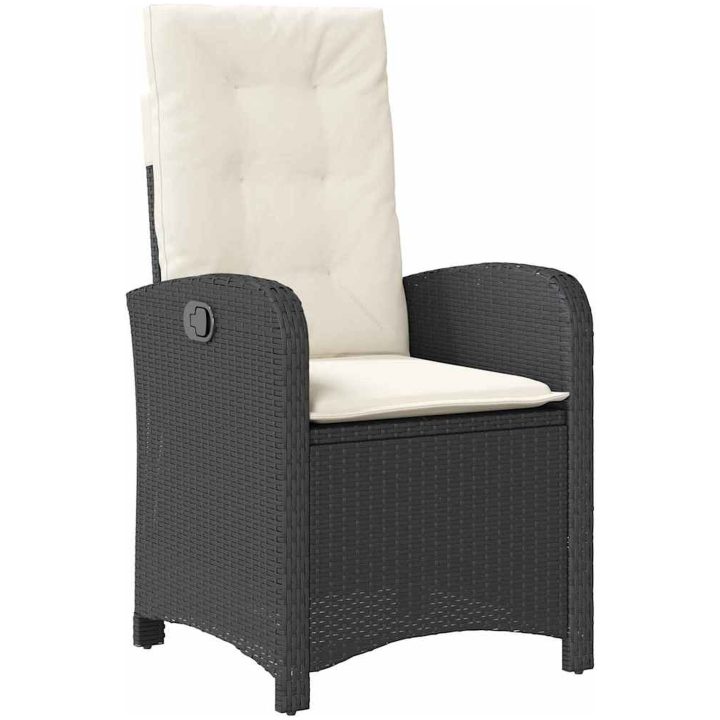 9-delat trädgårdsset med kuddar svart poly rattan vidaXL 200 x 80 x 73 cm – bild 5