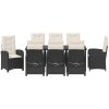 9-delat trädgårdsset med kuddar svart poly rattan vidaXL 200 x 80 x 73 cm – miniatyr 6