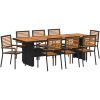 9-delat Trädgårdsset Svart Poly Rattan Akacia vidaXL Large – miniatyr 2