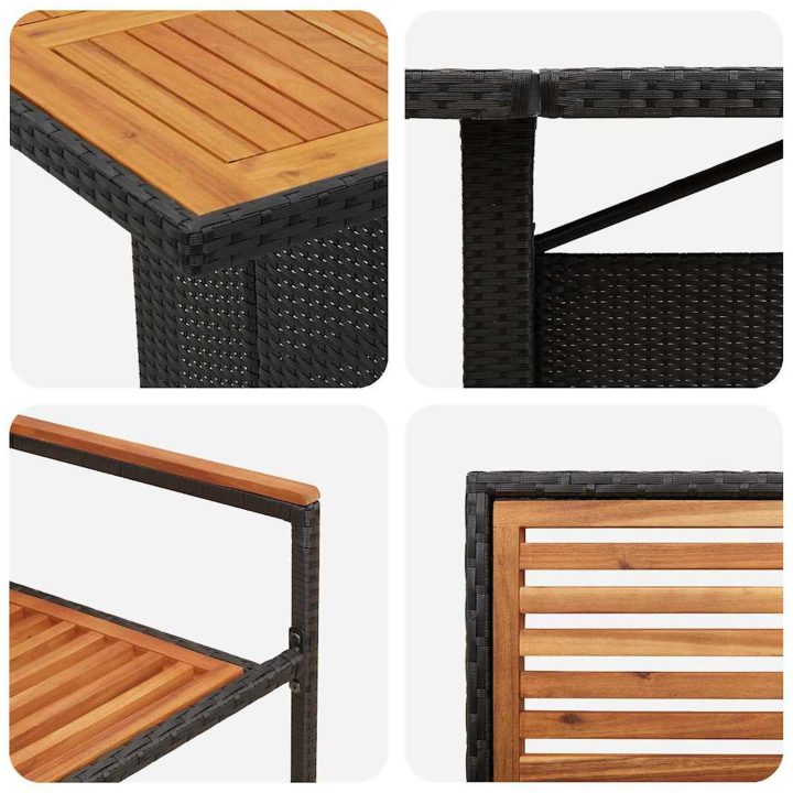 9-delat Trädgårdsset Svart Poly Rattan Akacia vidaXL Large – bild 9