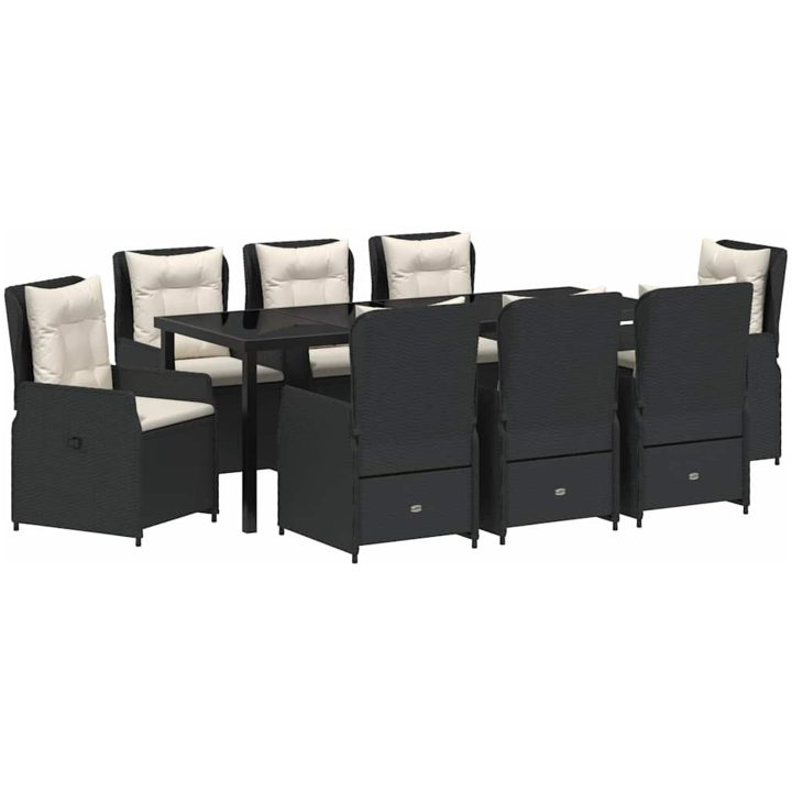9-delat trädgårdsset svart poly rattan vidaXL 8 - Sits – bild 2