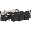 9-delat trädgårdsset svart poly rattan vidaXL 8 - Sits – miniatyr 3