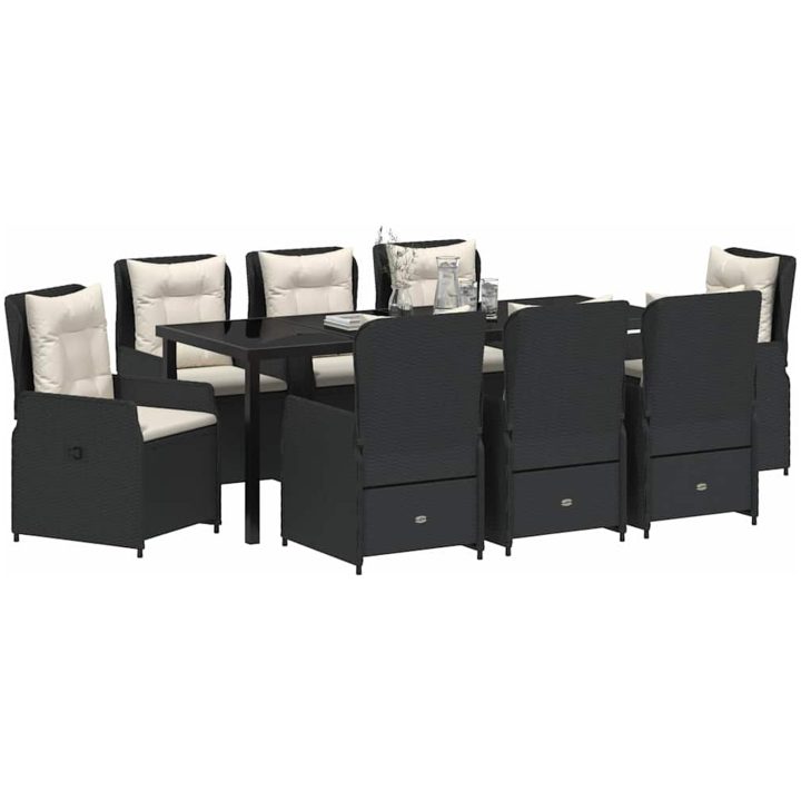 9-delat trädgårdsset svart poly rattan vidaXL 8 - Sits – bild 3
