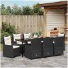 9-delat trädgårdsset svart poly rattan vidaXL 8 - Sits – miniatyr 4