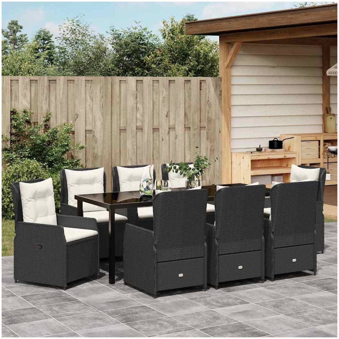 9-delat trädgårdsset svart poly rattan vidaXL 8 - Sits – bild 4