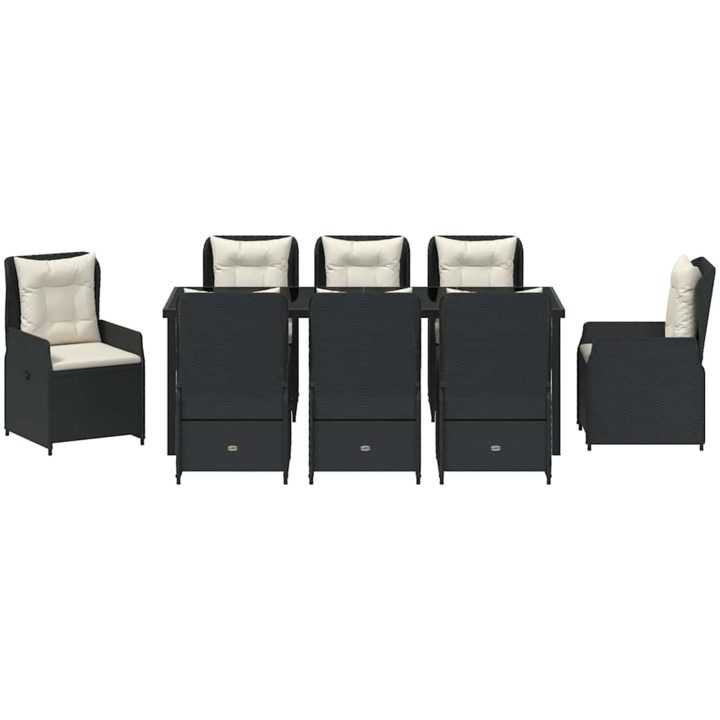 9-delat trädgårdsset svart poly rattan vidaXL 8 - Sits – bild 7