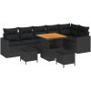 9-delat trädgårdssofa-set med kuddar svart poly rattan akacia vidaXL Stor – miniatyr 2