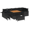 9-delat Trädgårdssofa Set med Kuddar Svart Poly Rattan Akacia vidaXL Stor – miniatyr 2