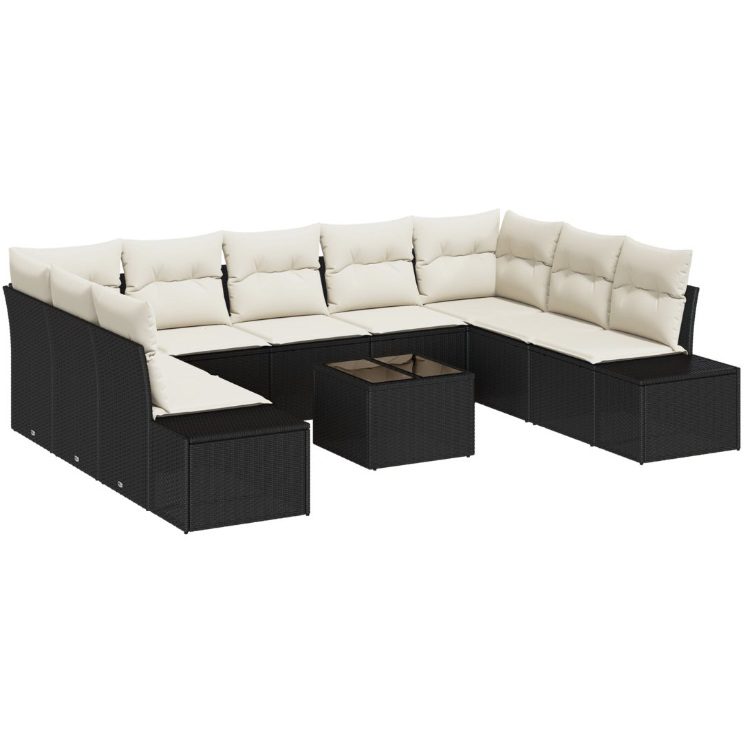 9-delat Trädgårdssofaset med Kuddar Brun Poly Rotting vidaXL 289 x 209 x 85 cm – bild 2