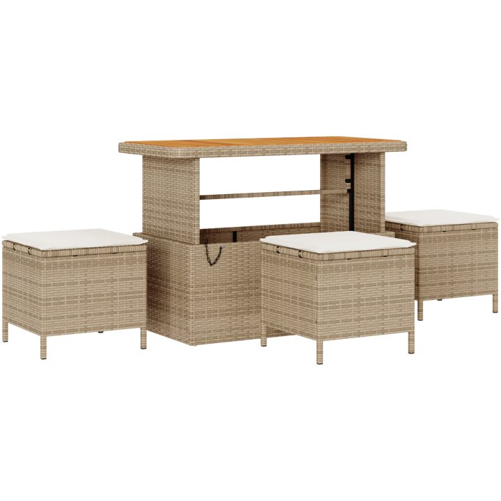 9-delat trädgårdssoffa-set med kuddar beige poly rattan akacia vidaXL Medium – bild 7