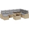 9-delat Trädgårdssoffaset med Kuddar Beige Poly Rattan vidaXL Stor – miniatyr 2
