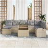 9-delat Trädgårdssoffaset med Kuddar Beige Poly Rattan vidaXL Stor – miniatyr 3