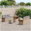 9-delat trädgårdssoffset med dynor i beige poly rattan vidaXL Stor – miniatyr 3