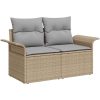9-delat trädgårdssoffset med dynor i beige poly rattan vidaXL Stor – miniatyr 6