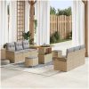 9-delat trädgårdssoffset med dynor i beige poly rattan vidaXL Stor – miniatyr 1