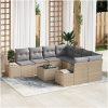 9-delat trädgårdssoffset med kuddar beige poly rattan vidaXL 55 x 55 x 37 cm – miniatyr 1