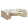 9-delat Trädgårdssoffset med Kuddar Beige Poly Rotting vidaXL Stor – miniatyr 2